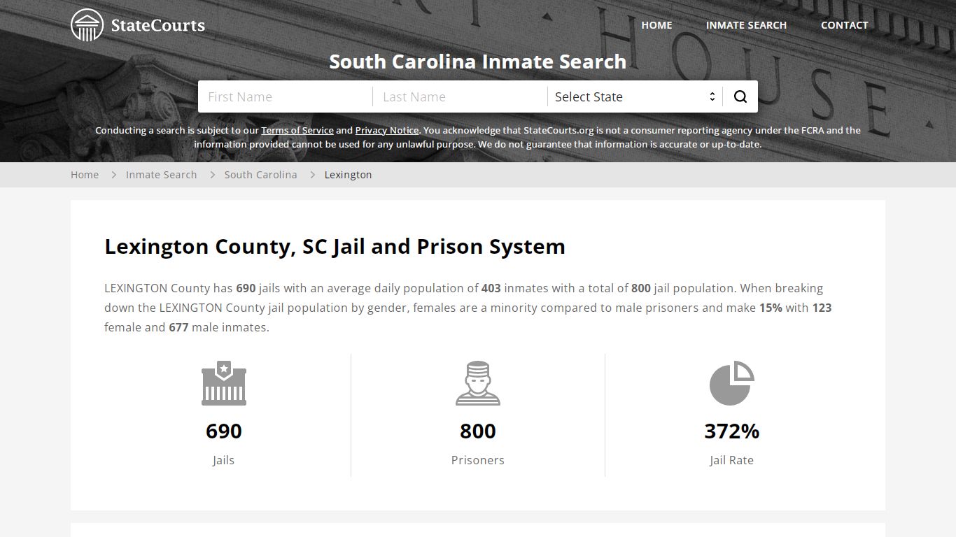 Lexington County, SC Inmate Search - StateCourts